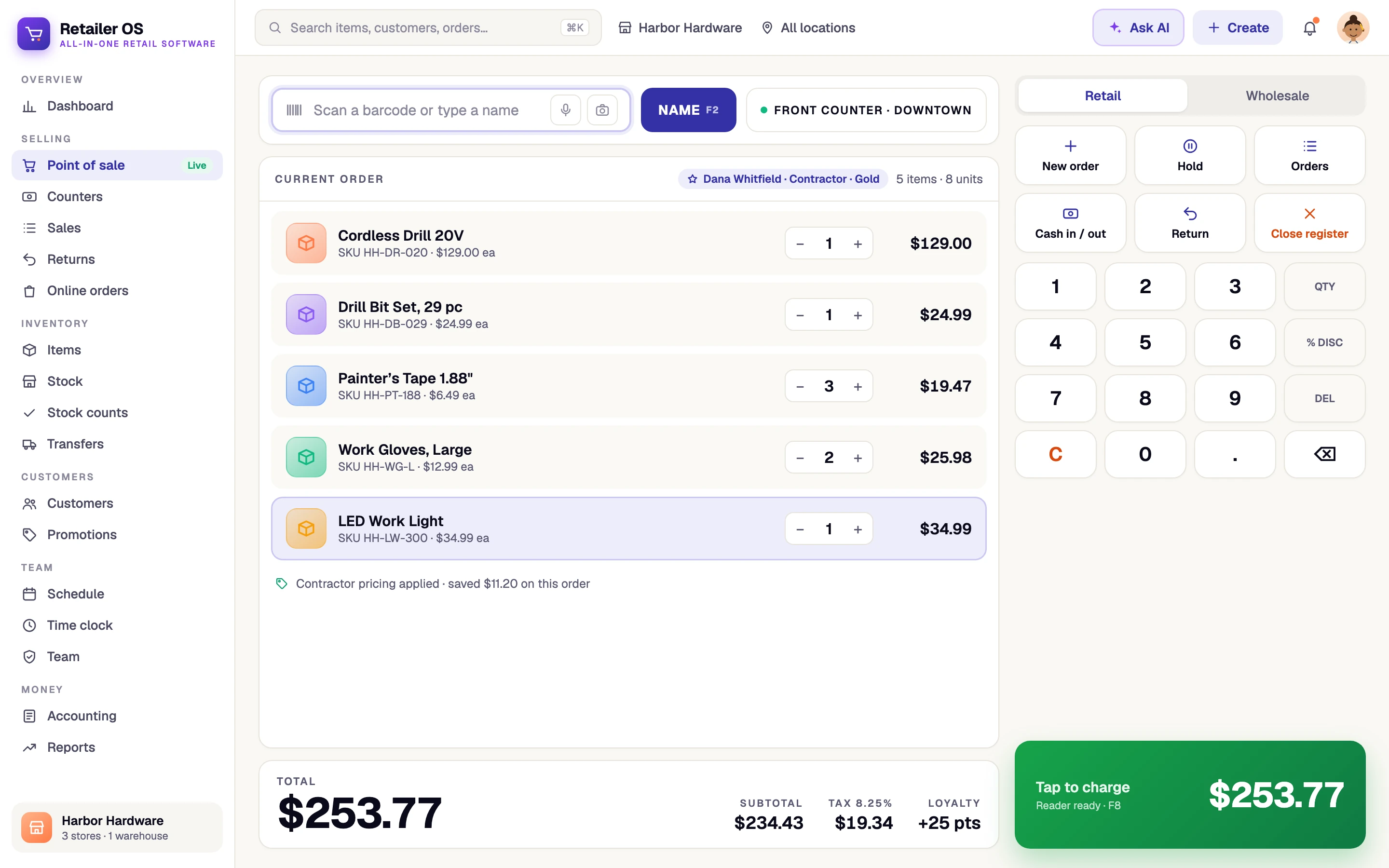 Retailer OS checkout screen
